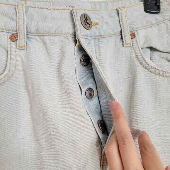 NEW One Teaspoon Brando 2020 Mini Distressed Light Wash Denim Button Fly Skirt - Picture 7 of 15